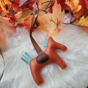 Final✅️ Orange Leather Horse Keychain